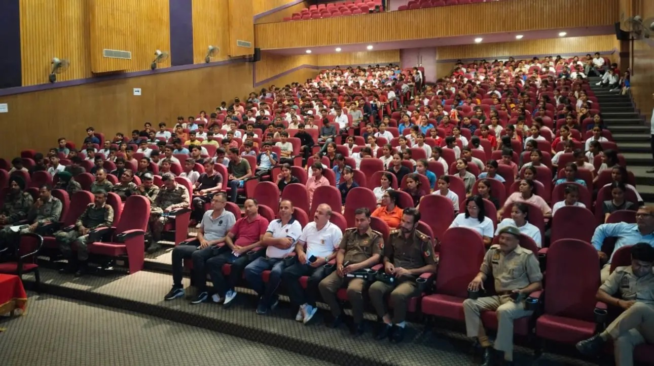 Moot court competition in auditorium